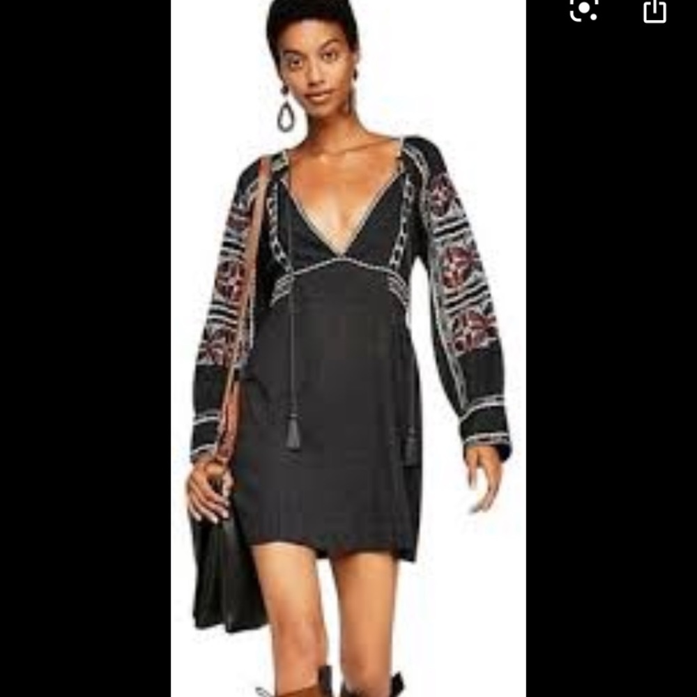 NWT FREE PEOPLE ALL MY LIFE MINI DRESS BLACK L